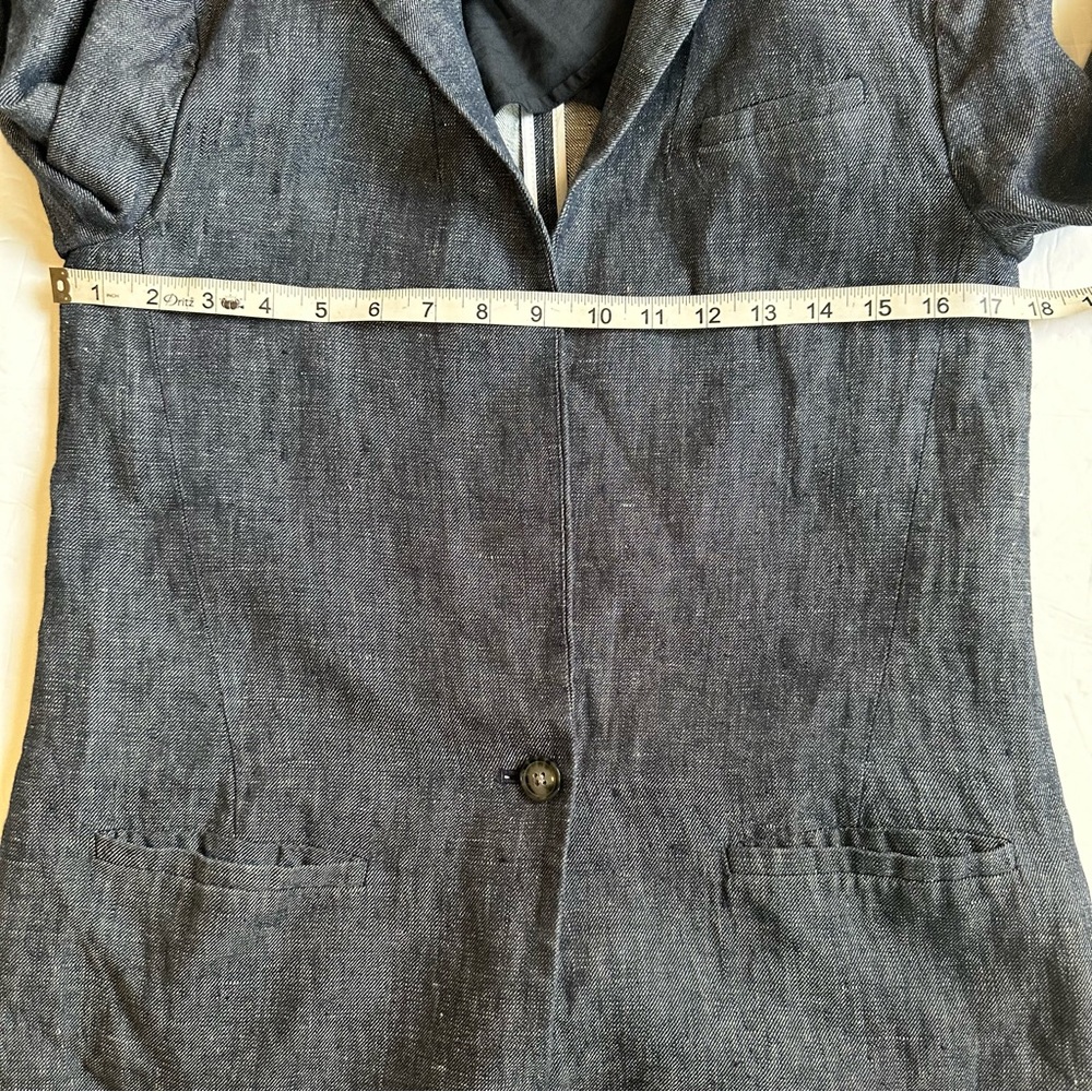 Banana Republic Women’s Navy Natural Linen Single Button Sleeved Blazer- Size 4 - Picture 12 of 13